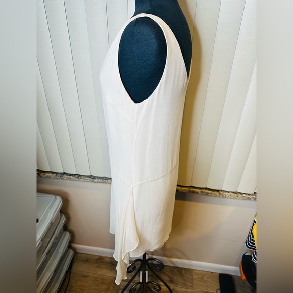 Ralph Lauren Blue Label Cream Asymmetrical 100% Silk Dress Size 8 - Picture 9 of 11